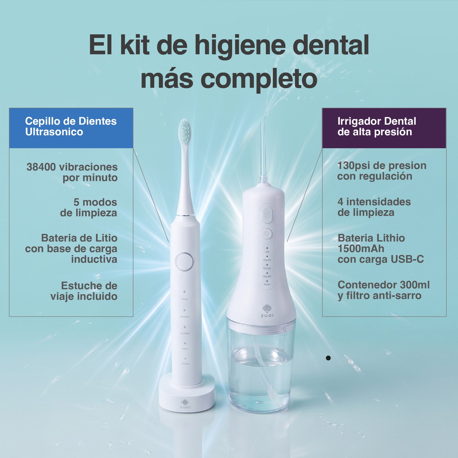 Kit Irrigador Bucal + Cepillo De Dientes Sónico Prosmile Dúo Blanco - Imagen 3