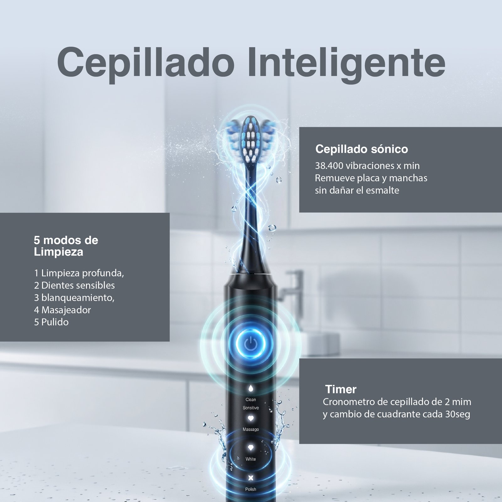 Kit Irrigador Bucal + Cepillo De Dientes Sónico Prosmile Dúo Negro - Imagen 4