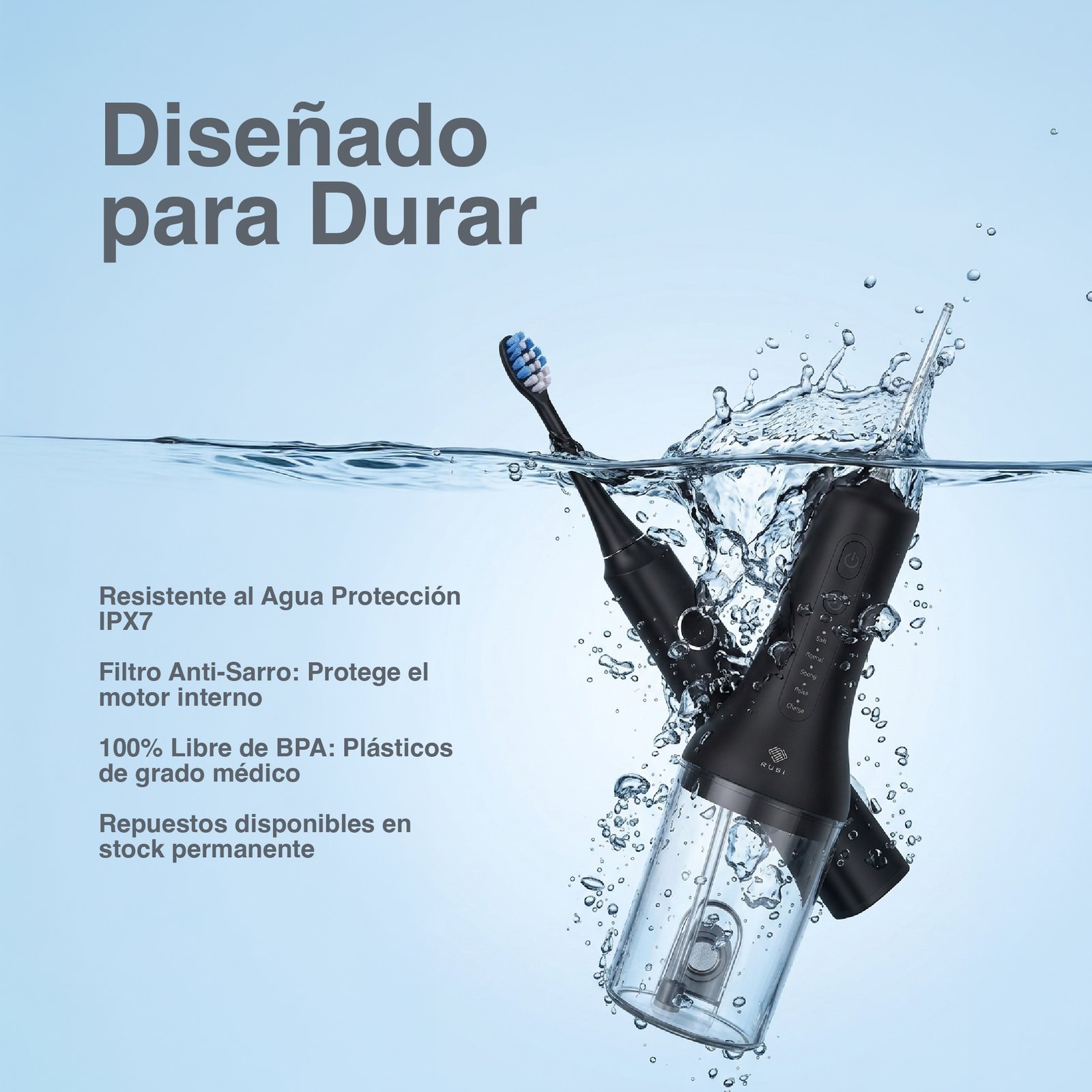 Kit Irrigador Bucal + Cepillo De Dientes Sónico Prosmile Dúo Negro - Imagen 8